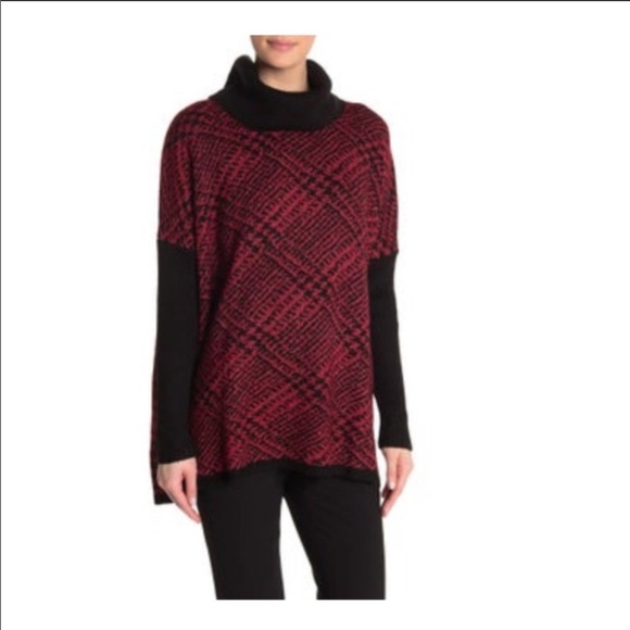 Joseph A Sweaters | Nwt Joseph A Cowl Neck Sweater | Color: Black/Red | Size: M | Breemickey93's Closet